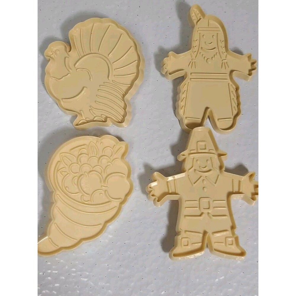 4 Hutzler Cookie Cutters Fall Thanksgiving Cornucopia Turkey Indian Pilgrim